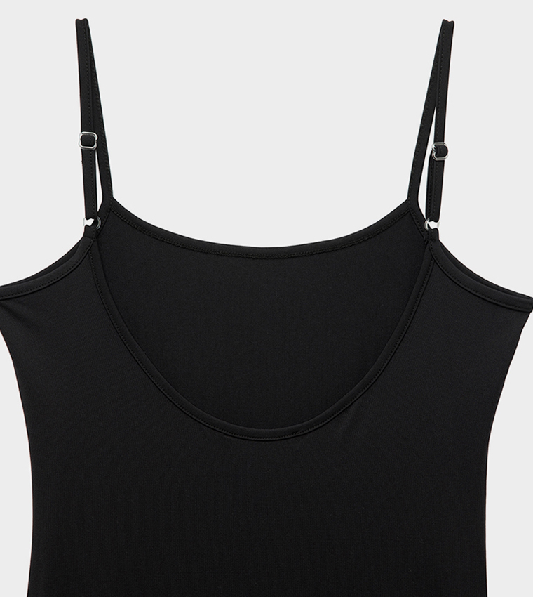 Solid Strappy Midi Dress
