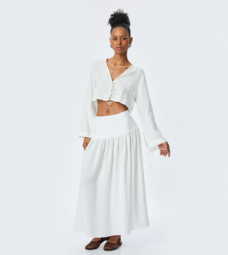Textured Long Sleeves Crop Top