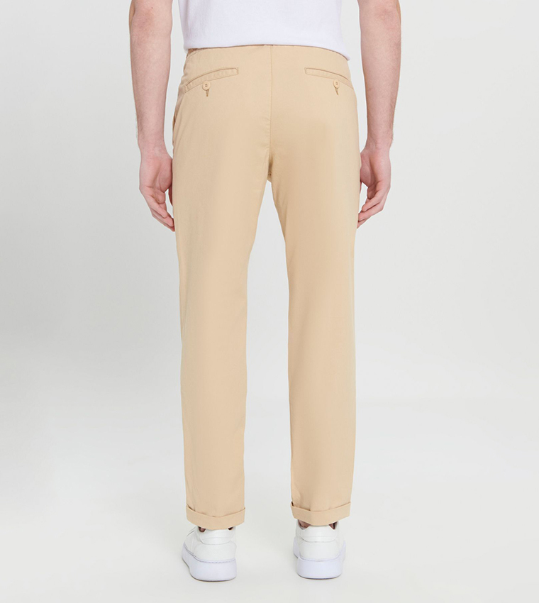 Solid Tapered Fit Trousers