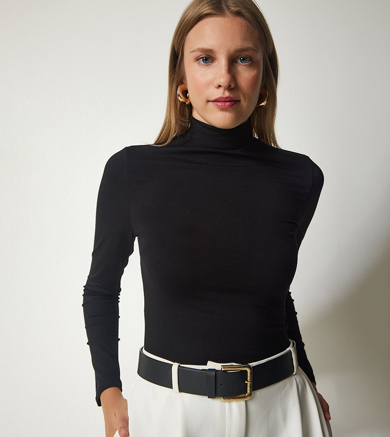 High neck tops with hotsell long sleeves