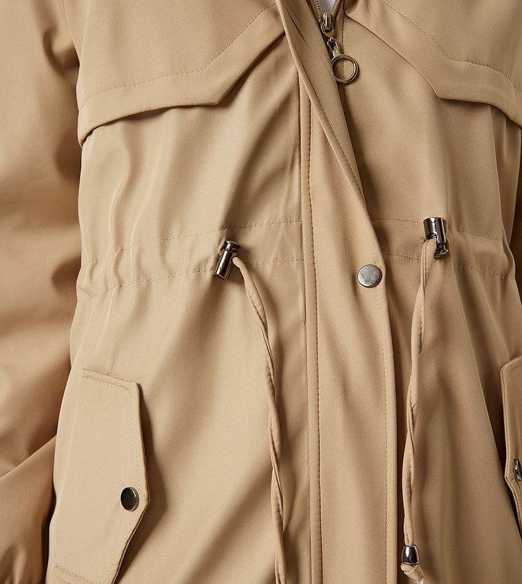 Long Sleeves Hooded Fur Coat