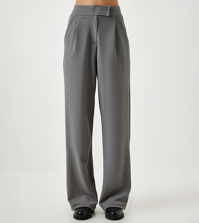 Solid Flared Velcro Trousers