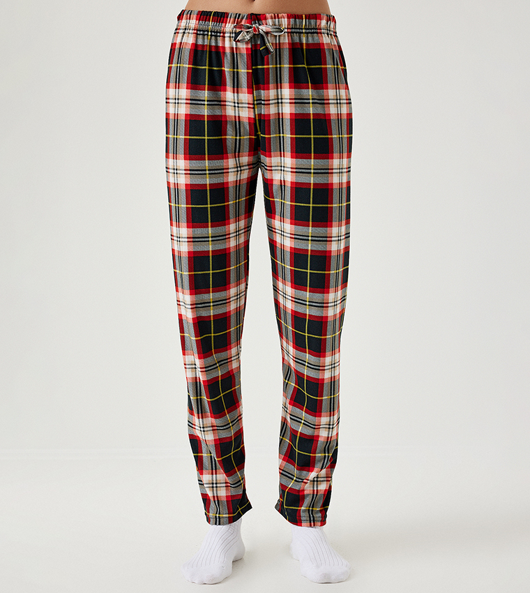 Plaid Drawstring Waist Pajama Bottom