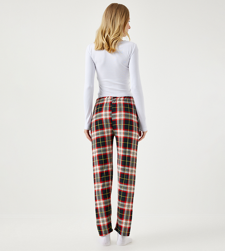 Plaid Drawstring Waist Pajama Bottom
