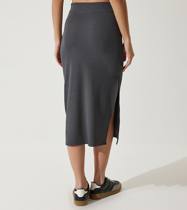 Ribbed Crop Top and Skirt Set