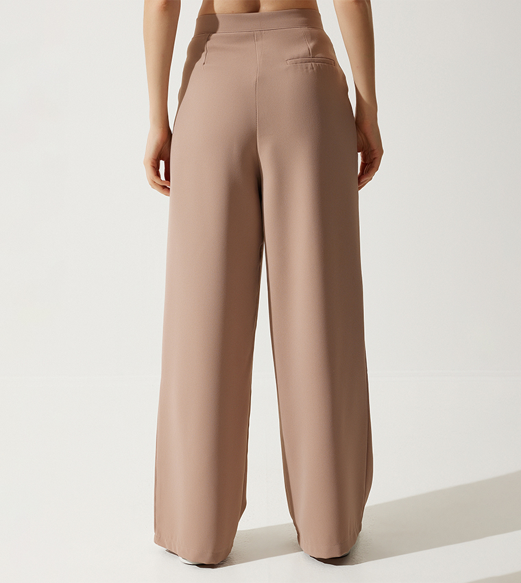 Pleat Detail Wide Leg Trousers