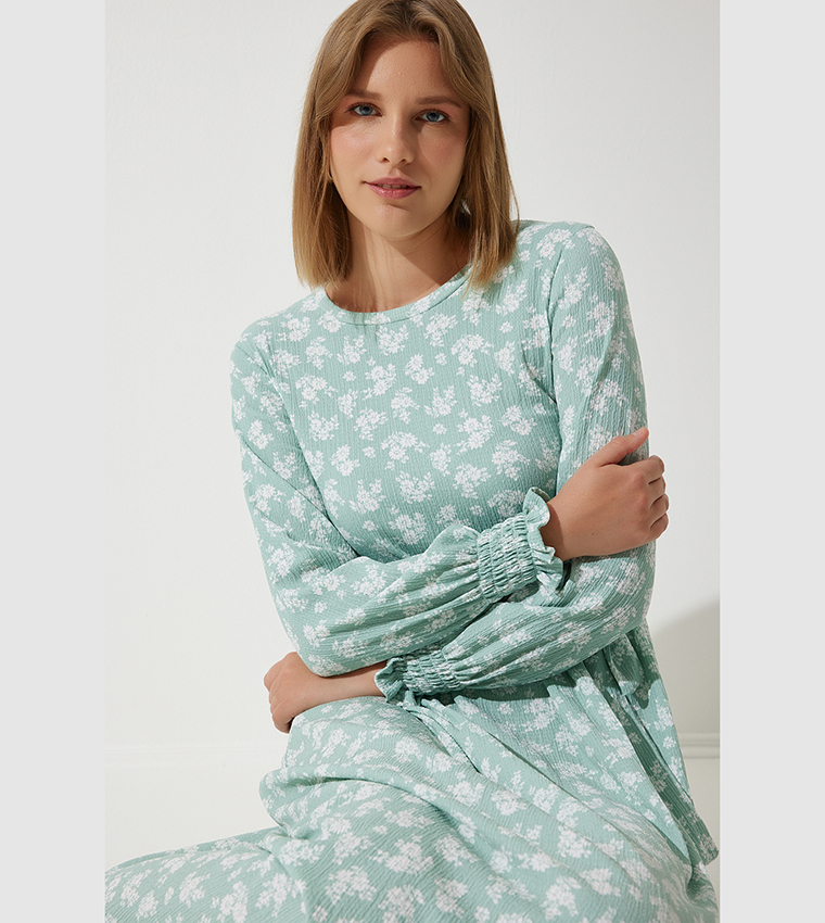 Floral Long Sleeves Maxi Dress