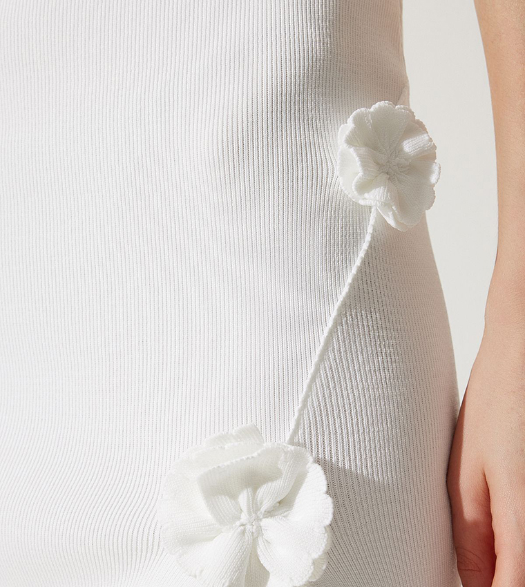 Floral Detail Strapless Party Dress