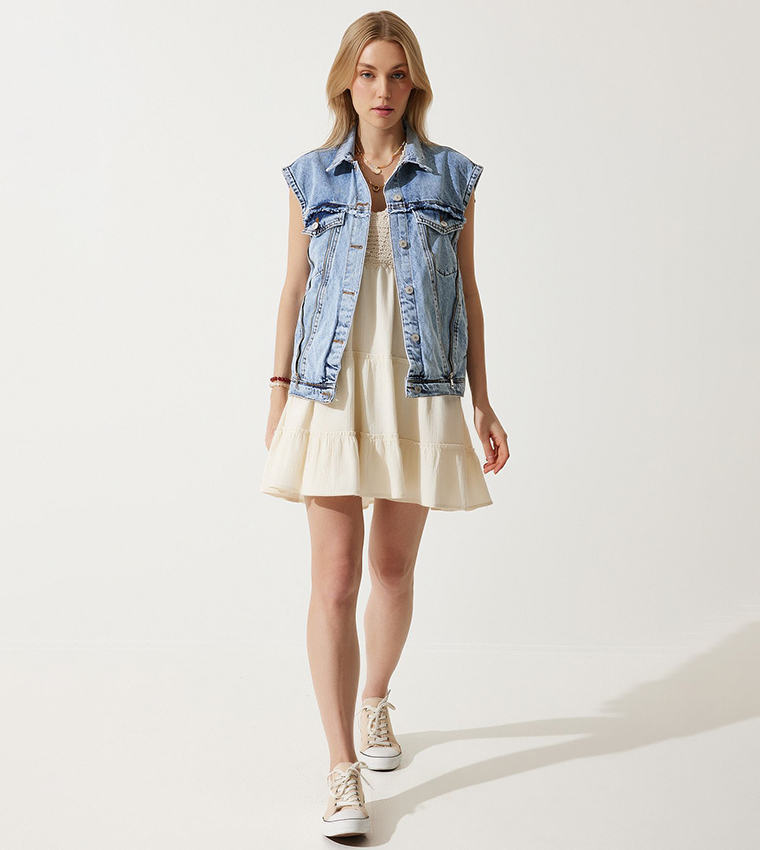 Armless denim jacket best sale