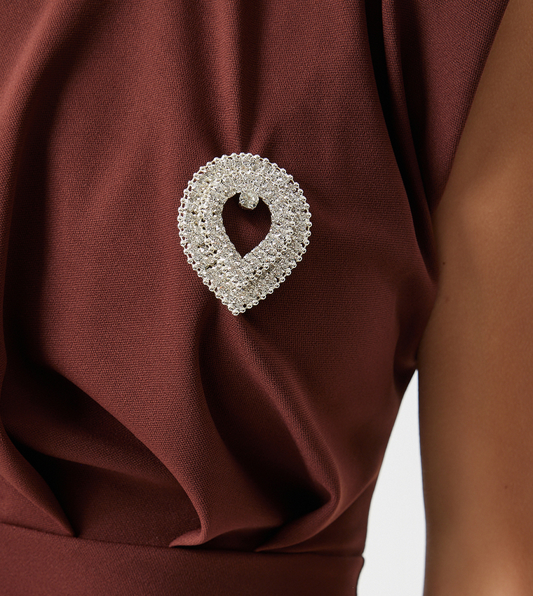 Brooched Detail Sheath Dress