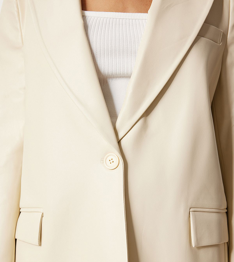 Solid Lapel Collar Blazer