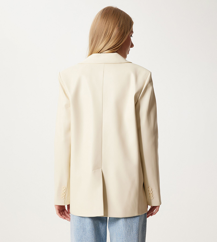 Solid Lapel Collar Blazer