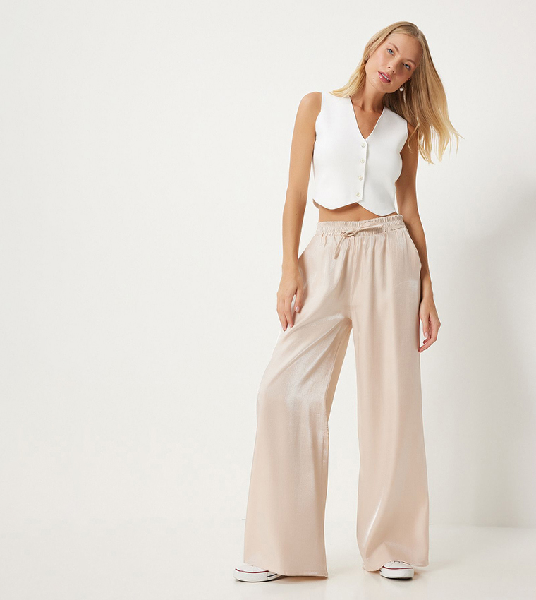 Solid Wide Leg Pants