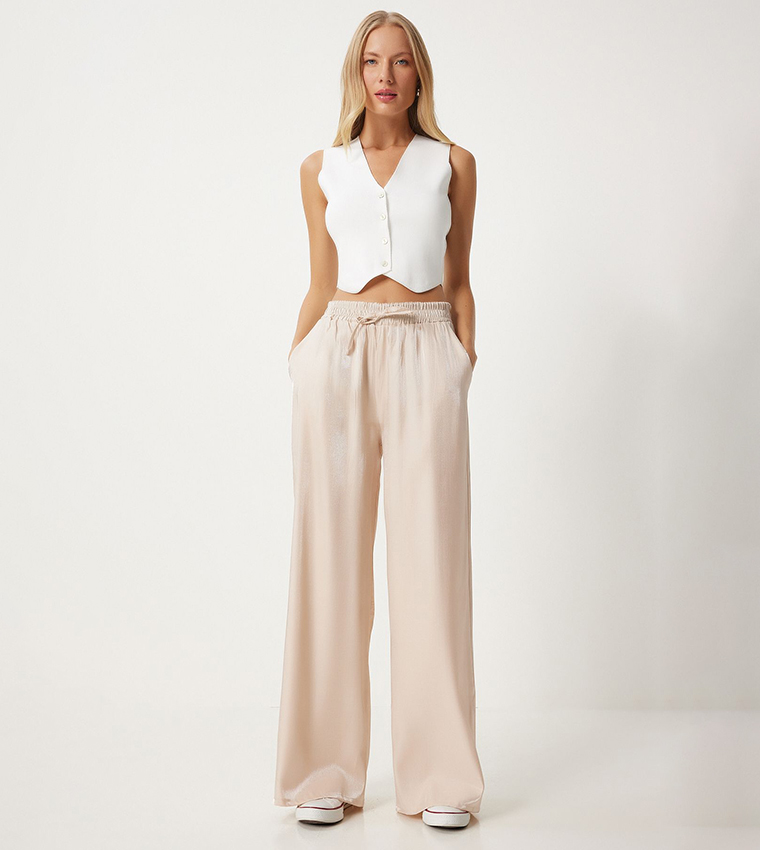 Solid Wide Leg Pants