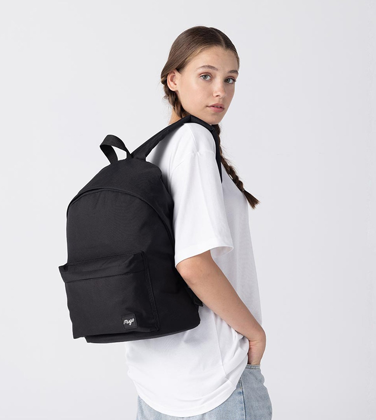Badge Detail Zippered Backpack