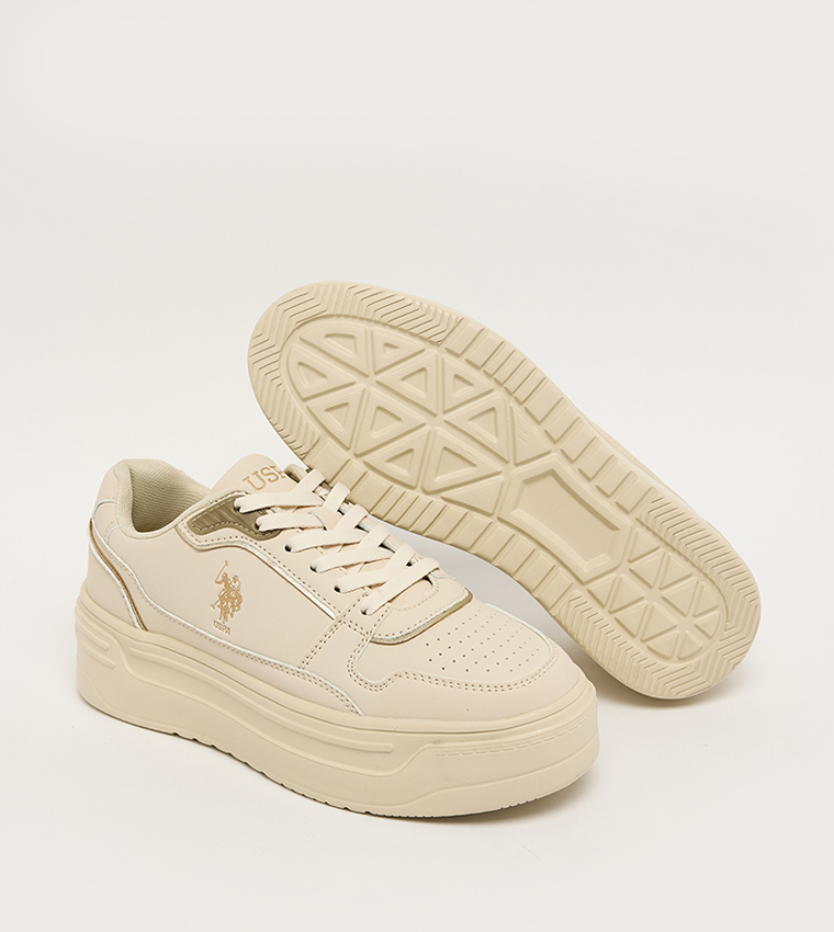 CAROLINE Logo Printed Low Top Lace Up Sneakers