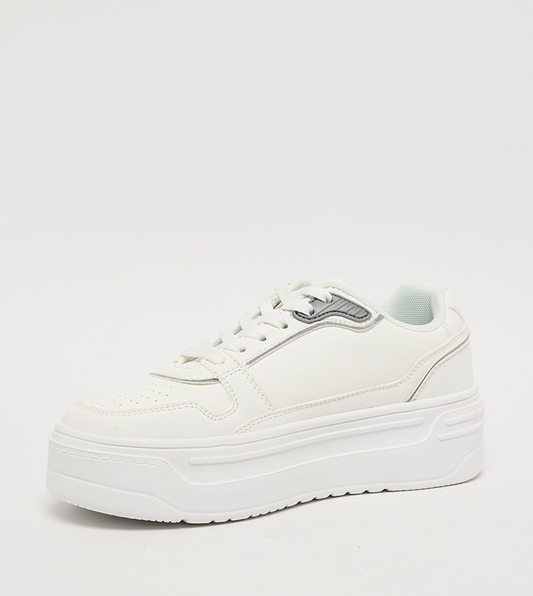 CAROLINE Logo Printed Low Top Lace Up Sneakers