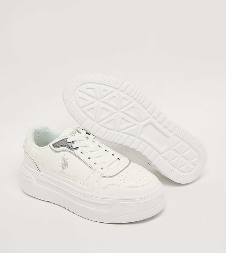 CAROLINE Logo Printed Low Top Lace Up Sneakers