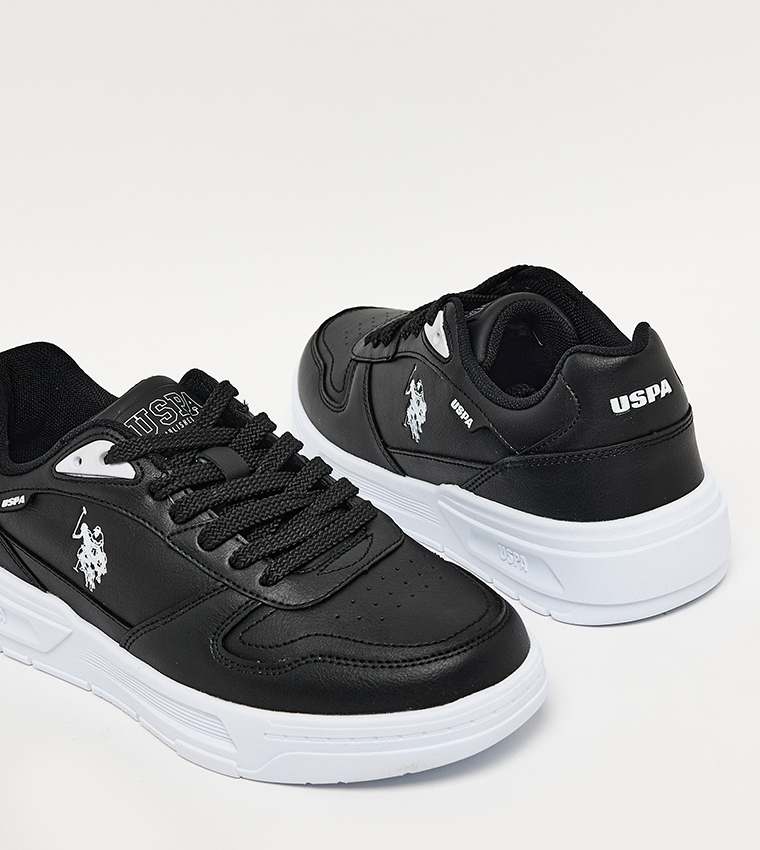 REKE Logo Printed Low Top Lace Up Sneakers