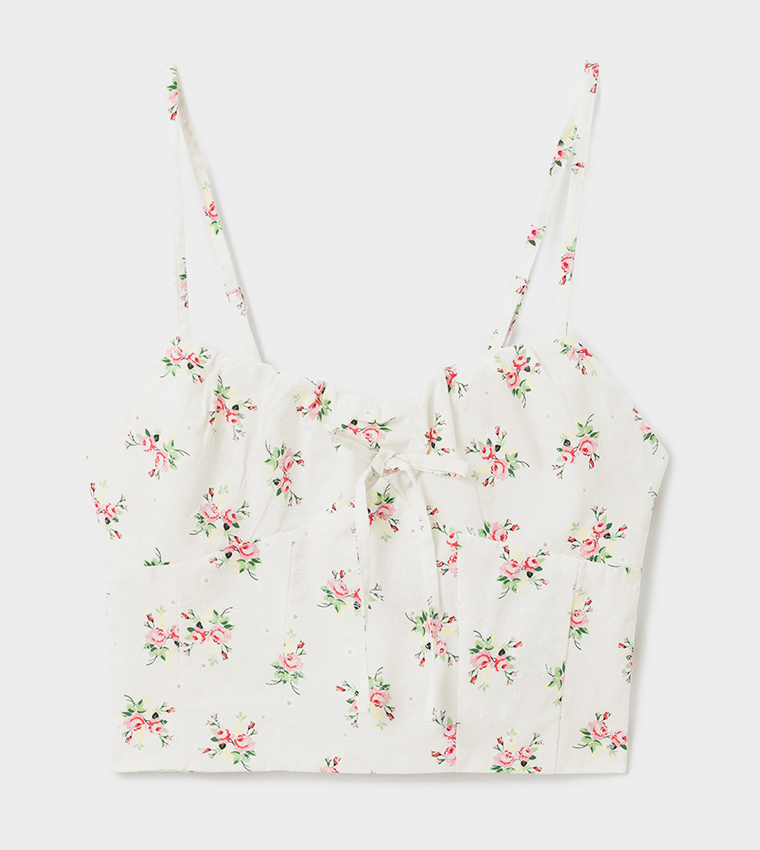 Floral Printed Strappy Crop Top