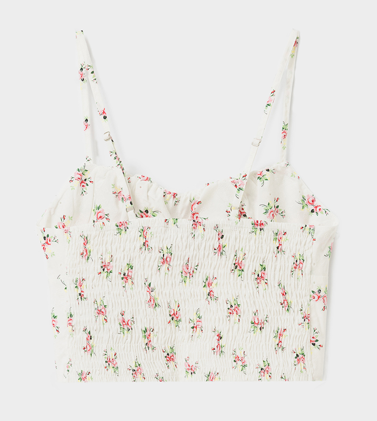 Floral Printed Strappy Crop Top