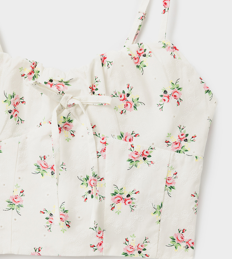 Floral Printed Strappy Crop Top