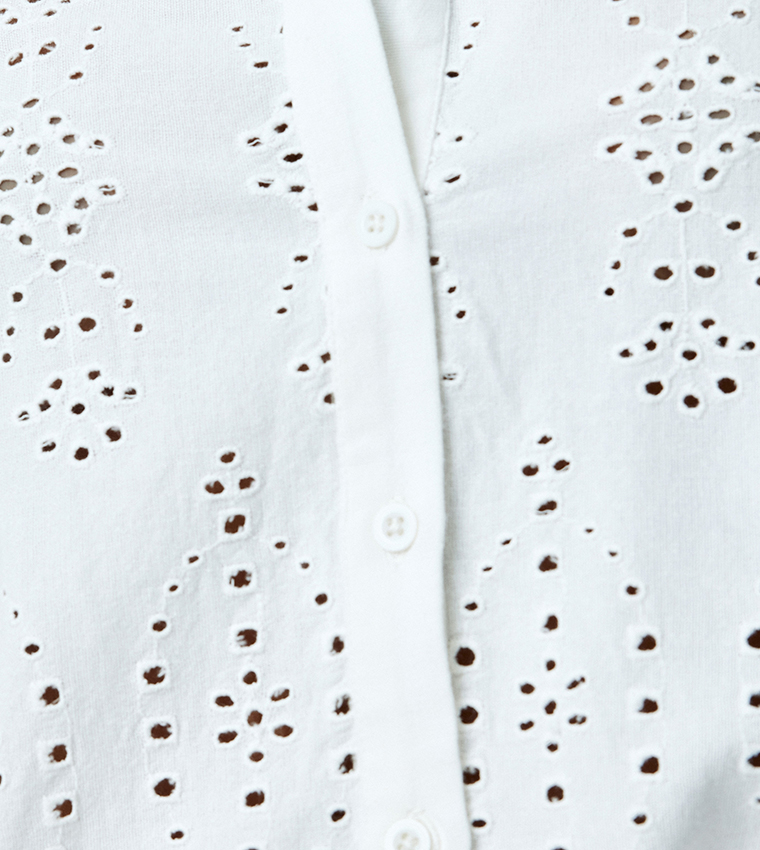 Broderie Short Sleeves Crop Shirt