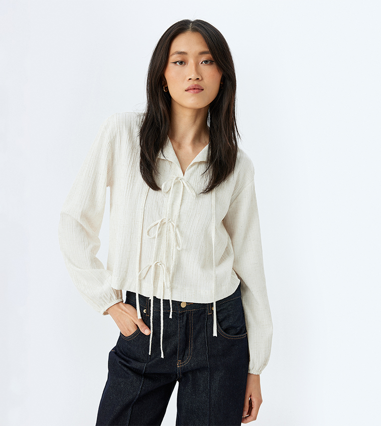 Textured Long Sleeves Top