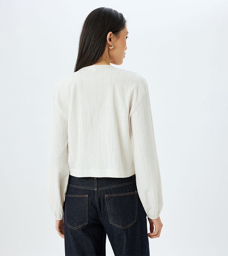 Textured Long Sleeves Top