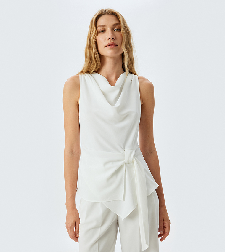 Solid Cowl Neck Sleevesless Top