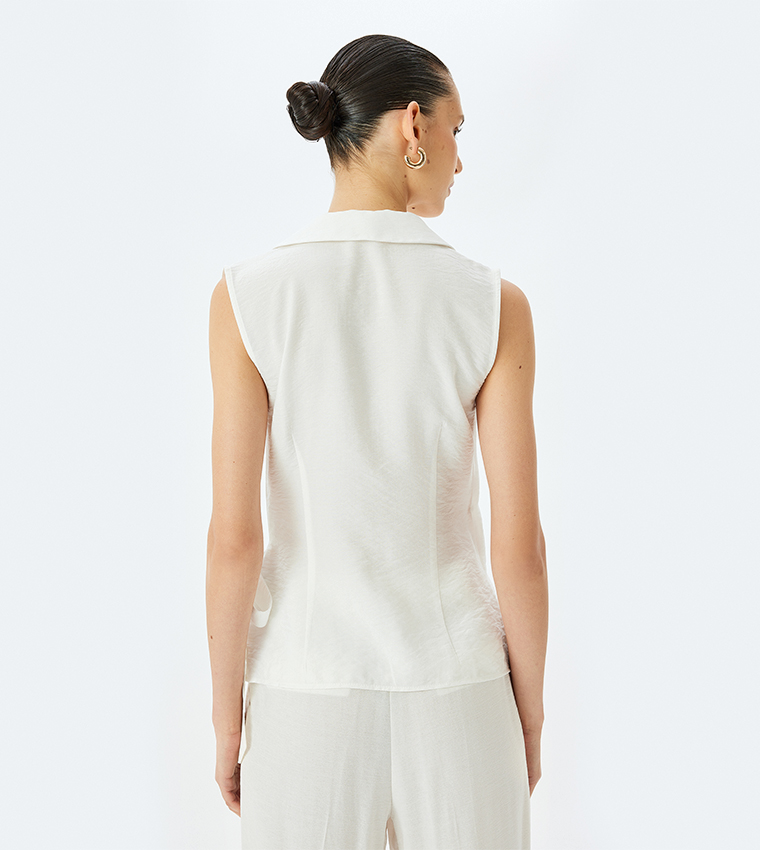 Solid Sleevesless Wrap Top
