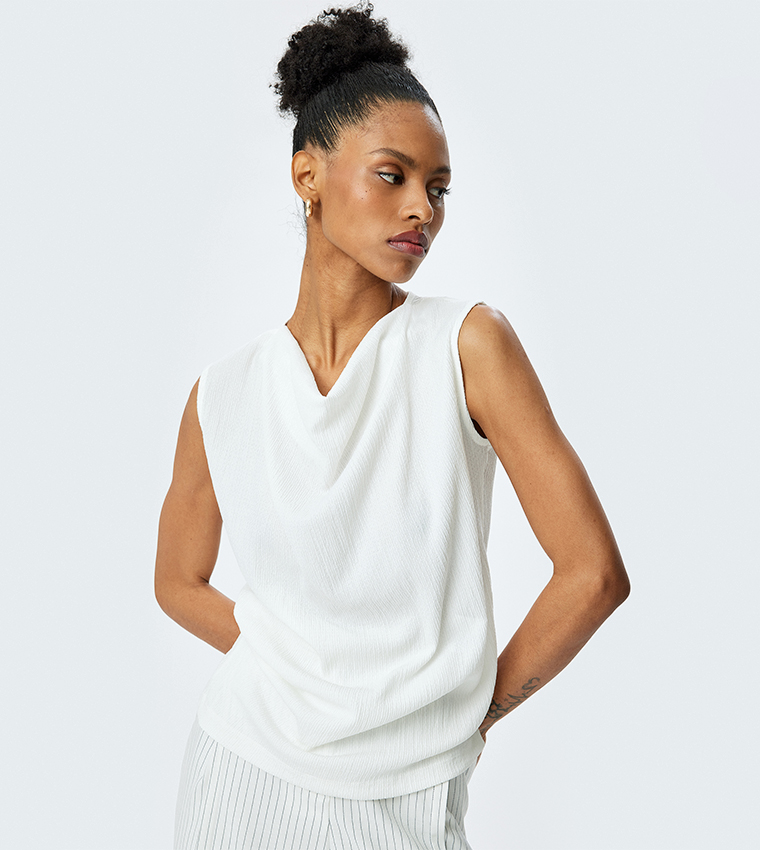 Solid Cowl Neck Sleevesless Top