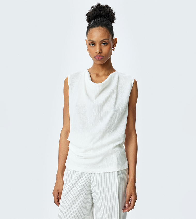 Solid Cowl Neck Sleevesless Top