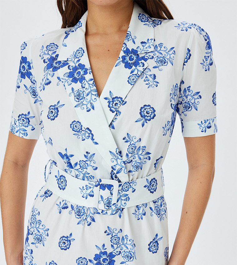 Floral Printed Short Sleeves Midi Dress