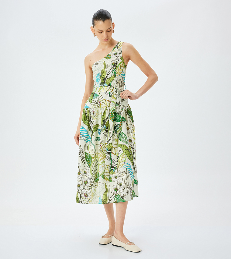 Printed One-Shoulder Dress
