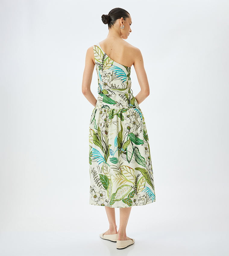 Printed One-Shoulder Dress