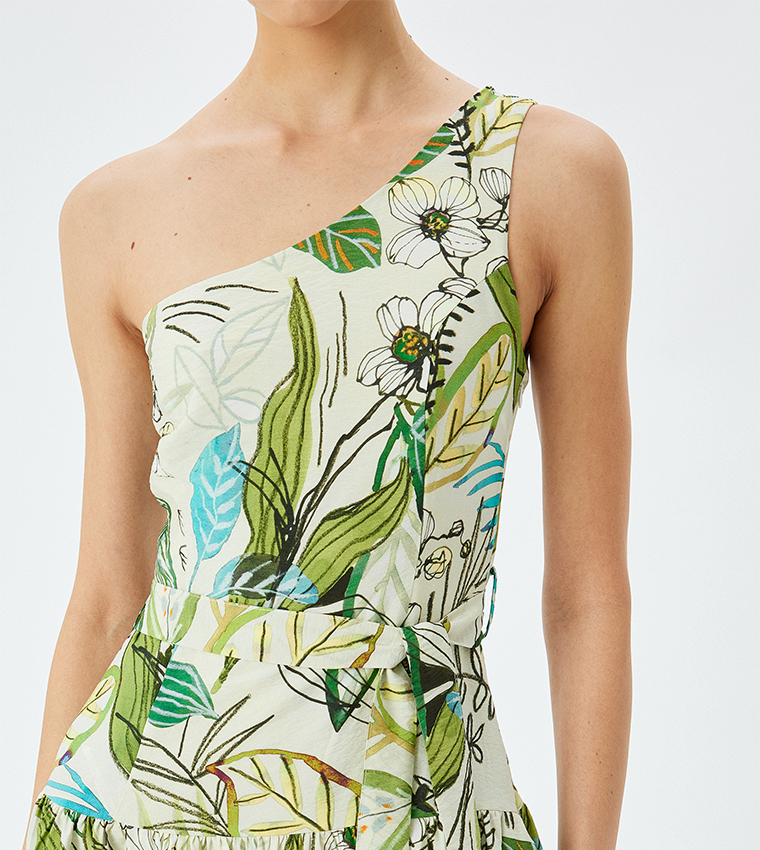 Printed One-Shoulder Dress