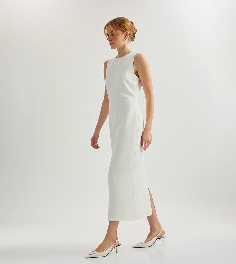 Solid Sleevesless Midi Dress