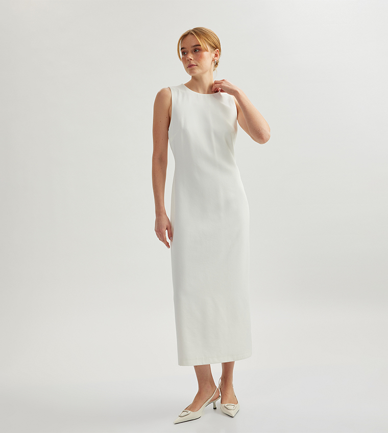 Solid Sleevesless Midi Dress