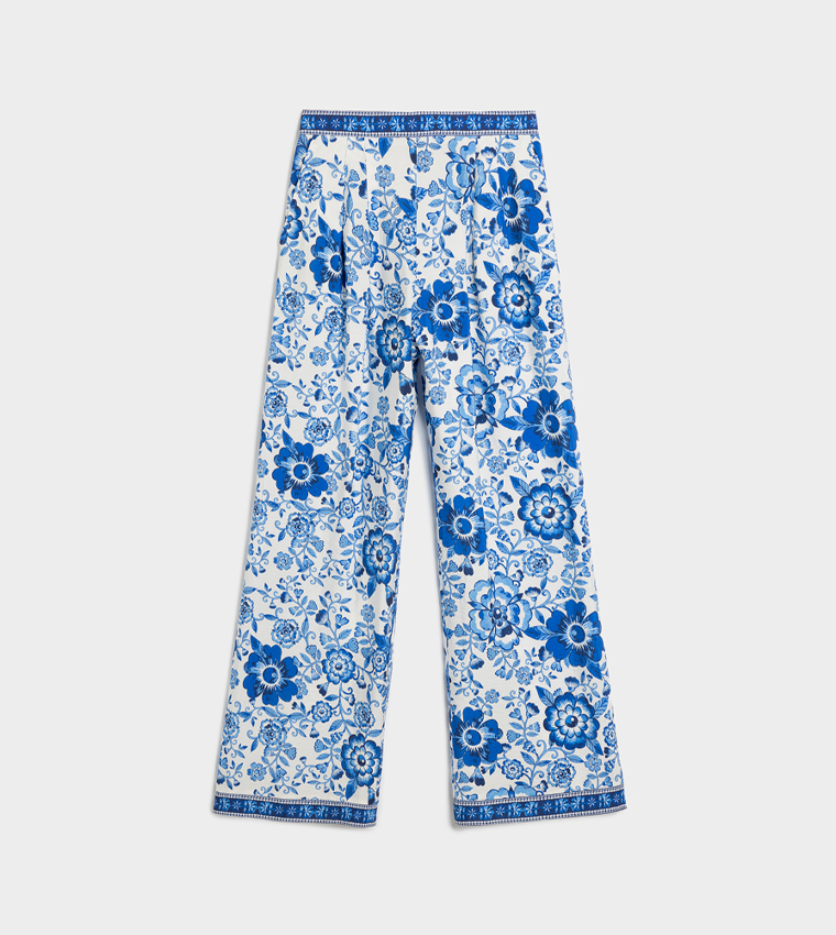 Floral Patterned Wide Leg Pants