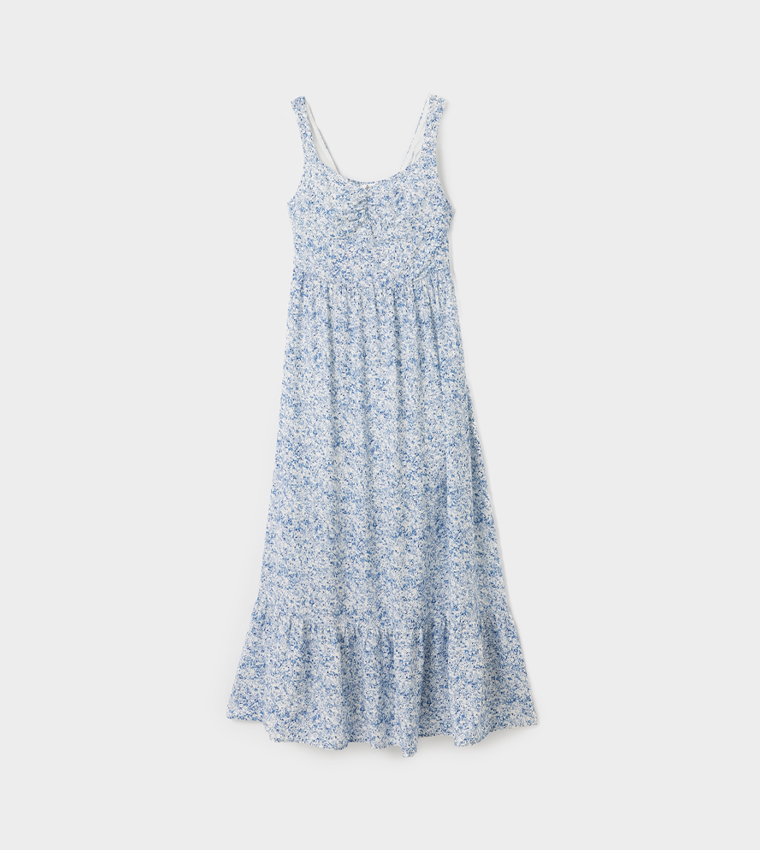 Floral Printed Sleeveless Midi Dress