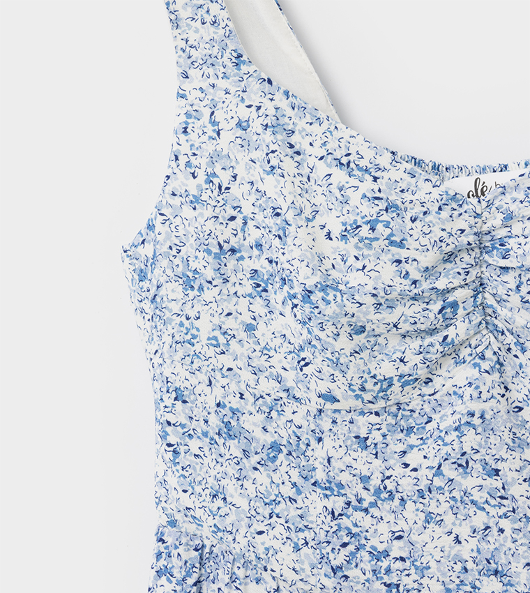 Floral Printed Sleeveless Midi Dress