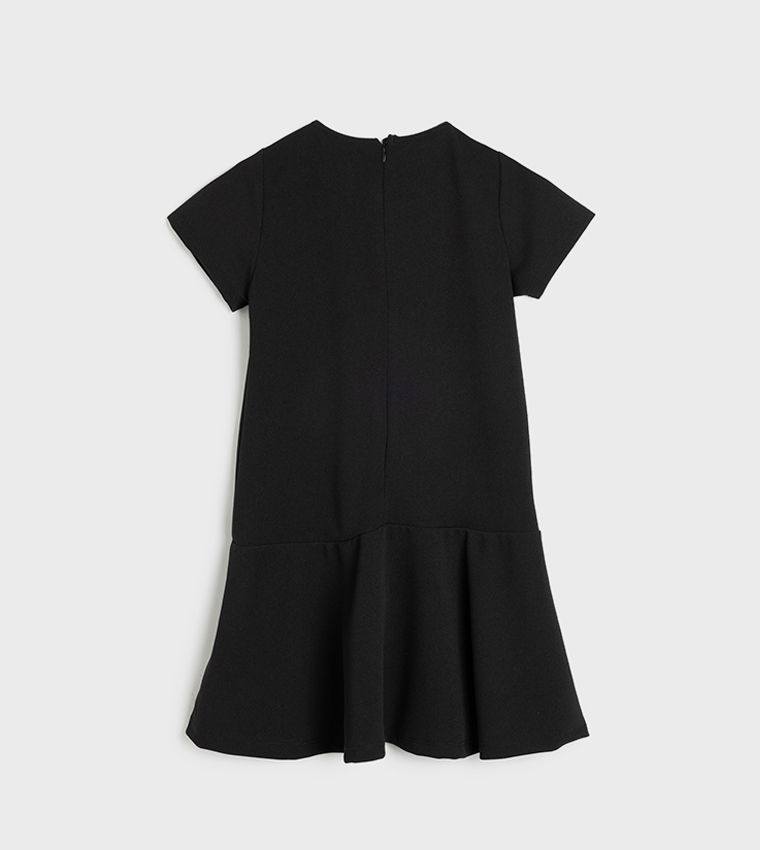 Solid Short Sleeves A-Line Dress