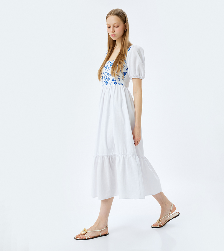 Printed Short Sleeves Maxi Dress
