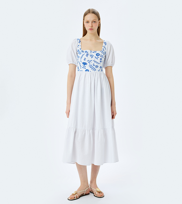 Printed Short Sleeves Maxi Dress