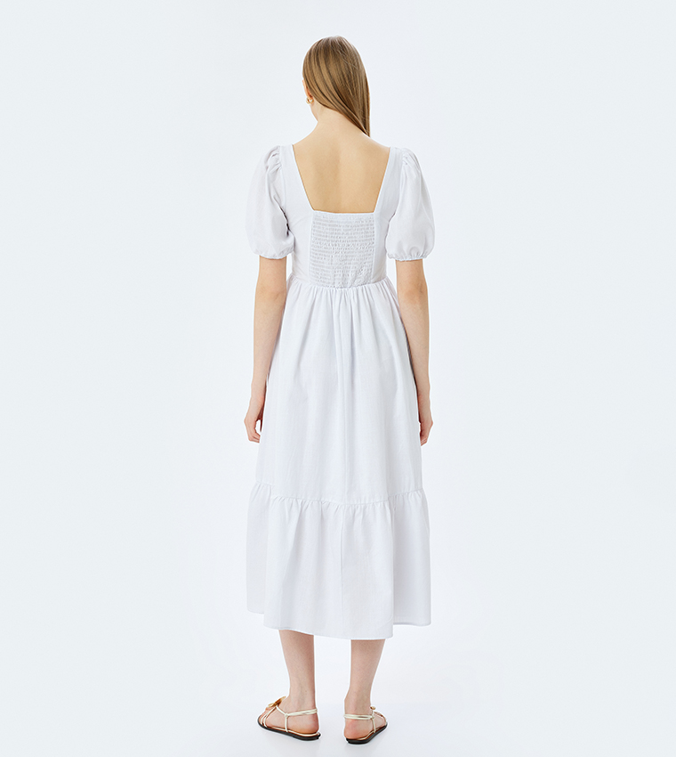 Printed Short Sleeves Maxi Dress