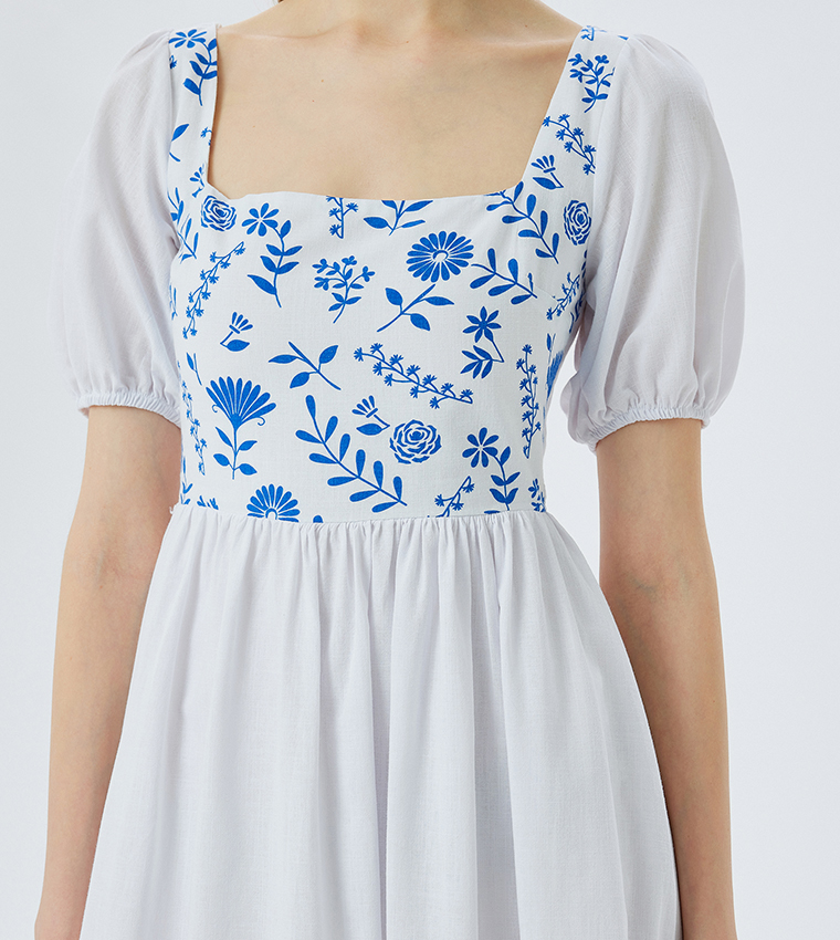 Printed Short Sleeves Maxi Dress