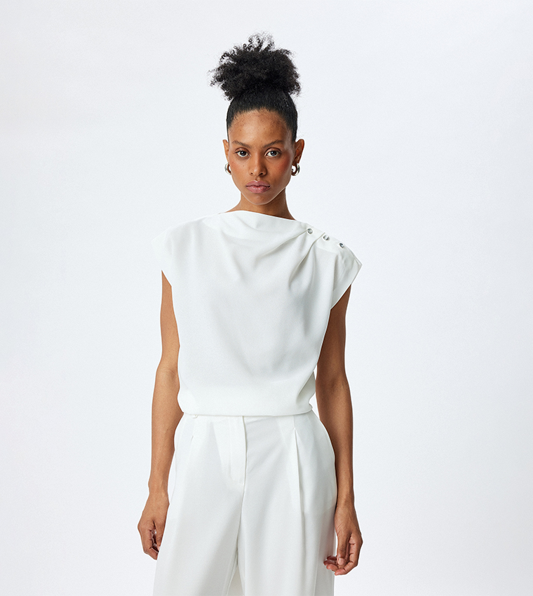 Ruched Cap Sleeves Top