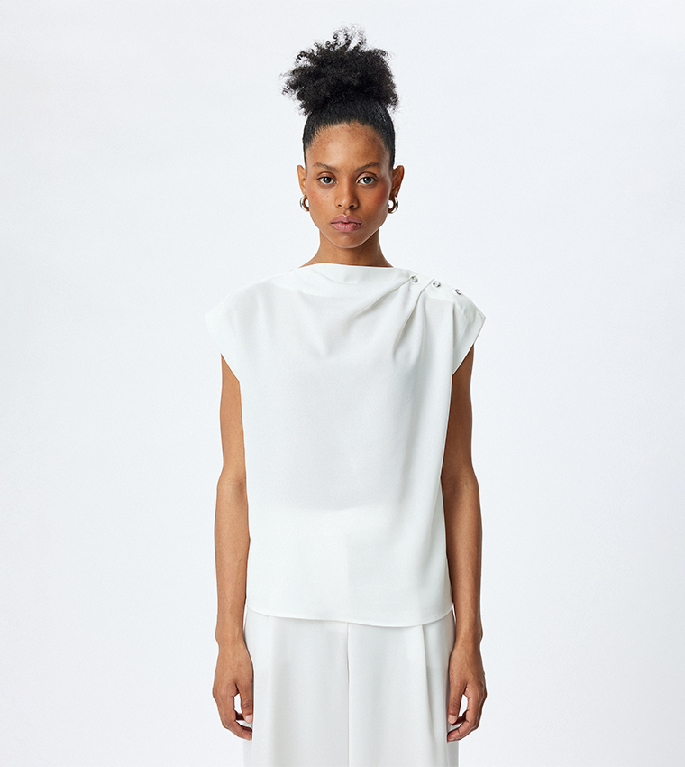 Ruched Cap Sleeves Top