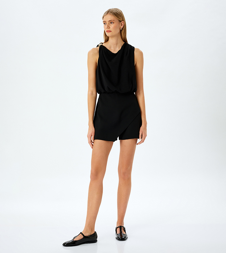 Solid Sleeveless Short Overalls